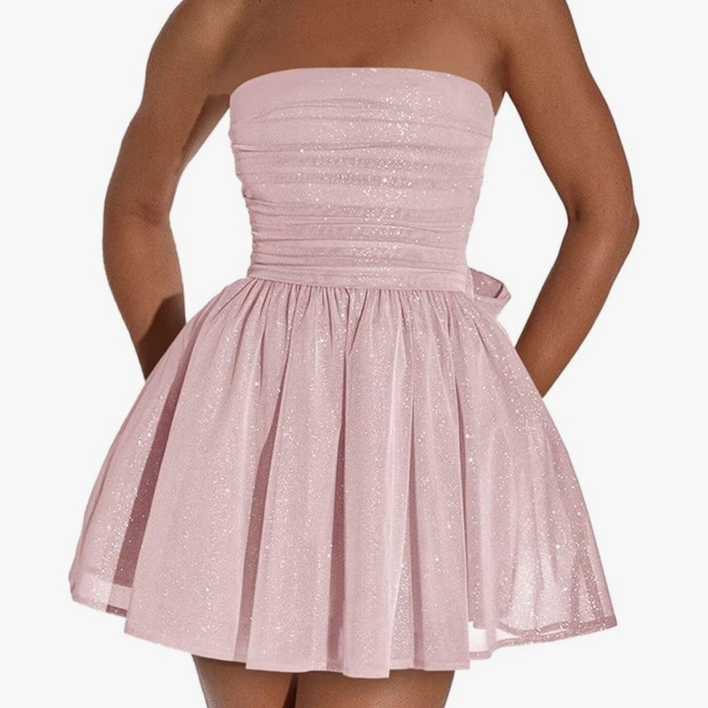 Sparkling Strapless Pink Dress